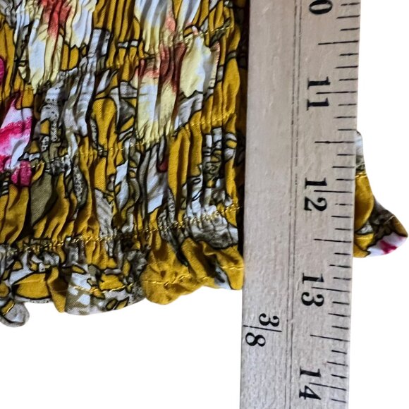 ETwo Floral Smocked Off Shoulder Bell Sleeve Fairy Cottage Boho‎ Crop Top  S - Picture 6 of 10
